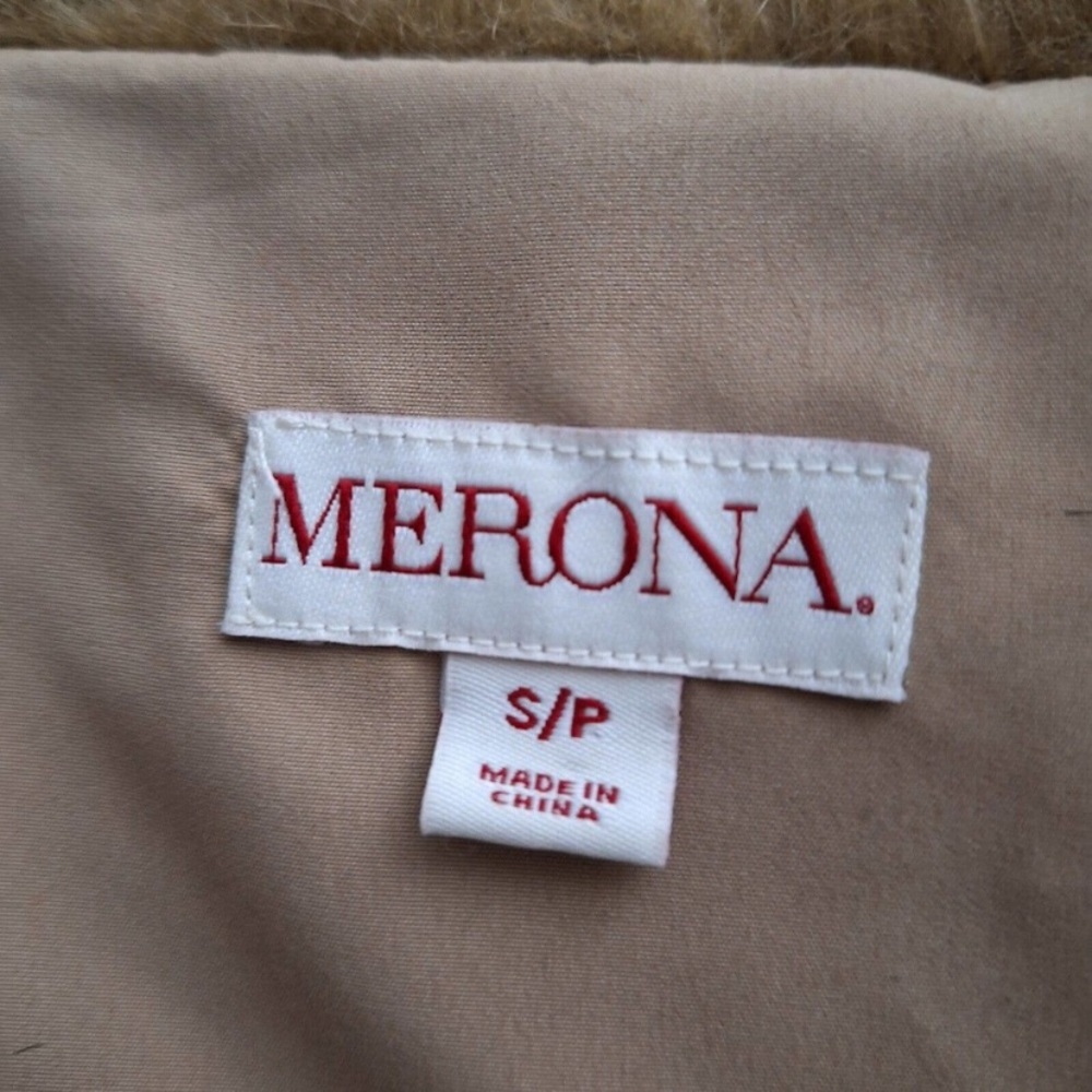 Merona Faux Fur Open Vest sz Small Light Brown Lined Layer Boho Hipster NWT - Picture 3 of 4